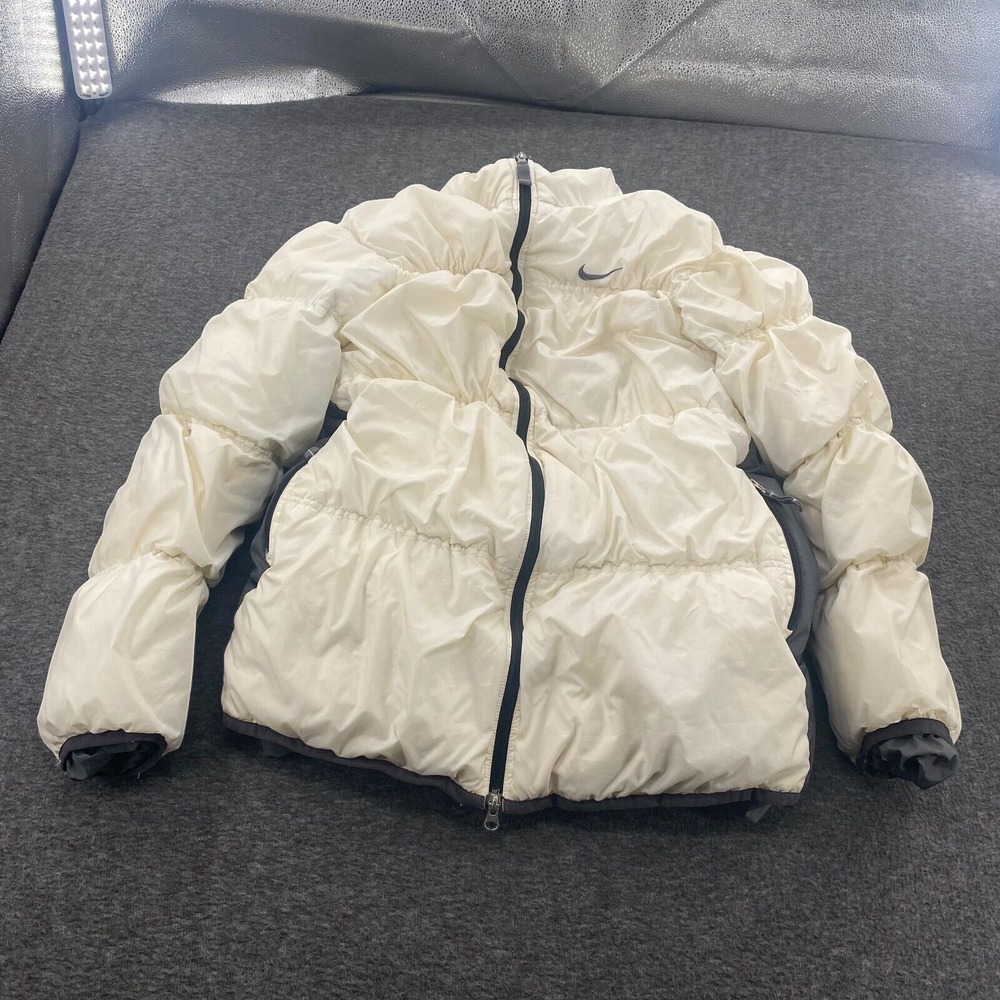 Vintage 90s White Nike Puffer Jacket Womens‎ XL Full Zip Duck Down Filled *Flaws - Picture 5 of 15